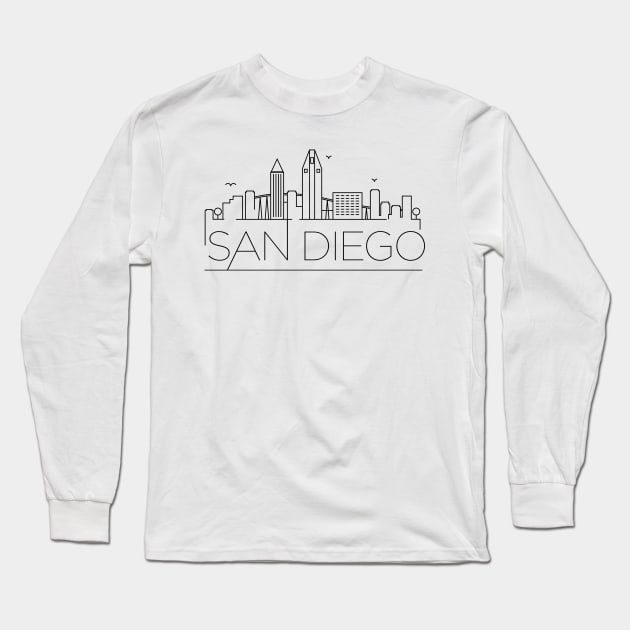 San Diego Minimal Skyline Long Sleeve T-Shirt by kursatunsal